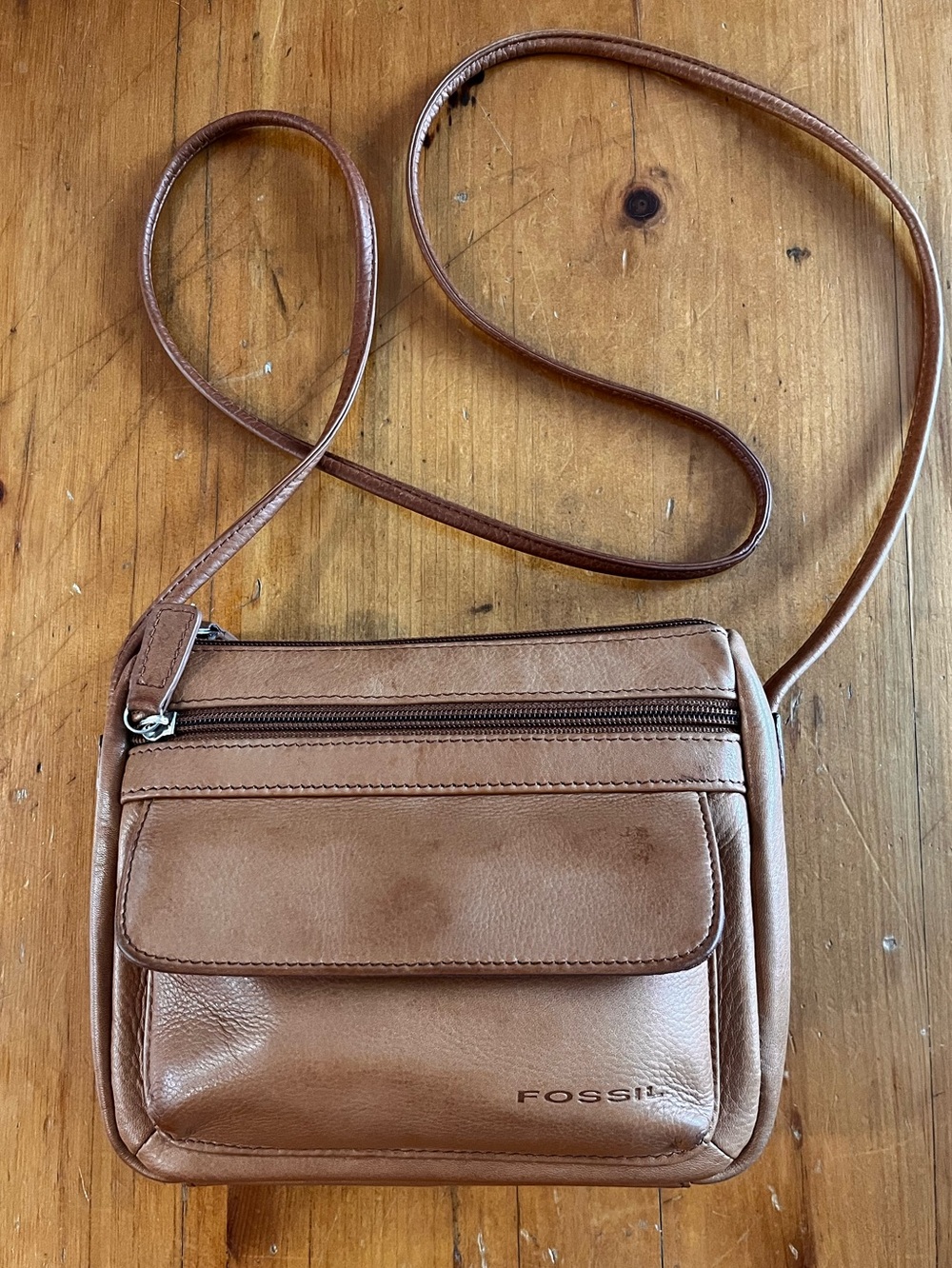 FOSSIL Tan Leather Shoulder/Crossbody Bag Purse